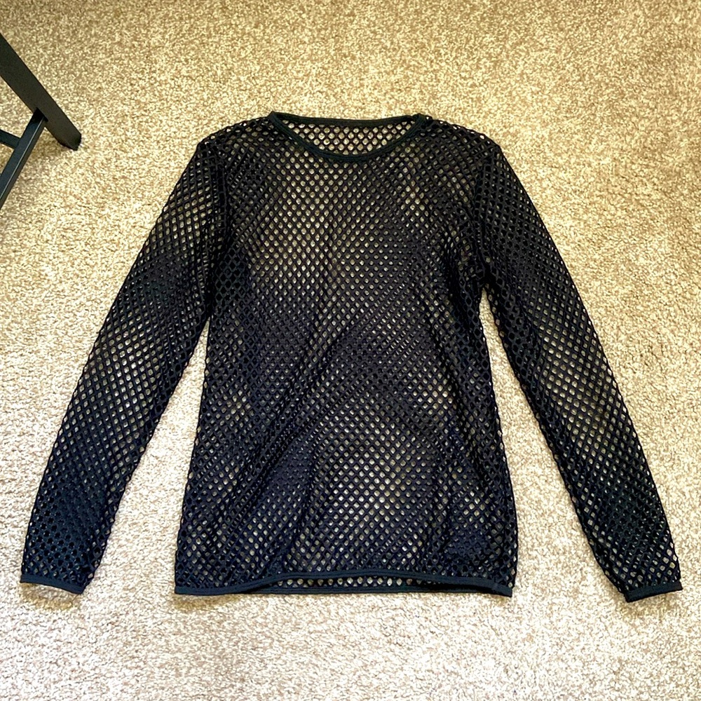 Black long sleeve fishnet top